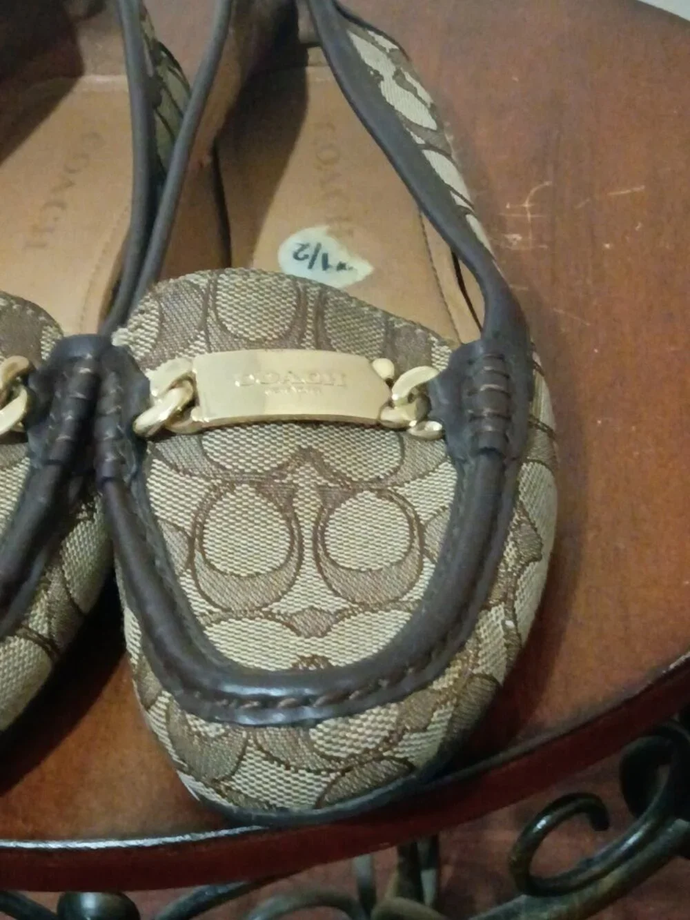 Coach Women's Olive A01918 Brown Monogram Print Slip-On Loafer Flats Size 7.5B